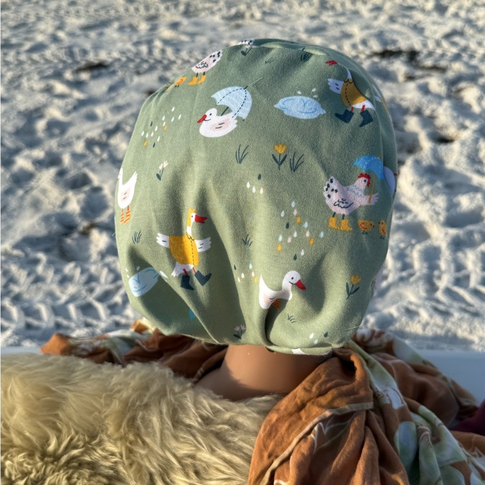Playful Rainy Day Duck Print Scrub Cap View 3